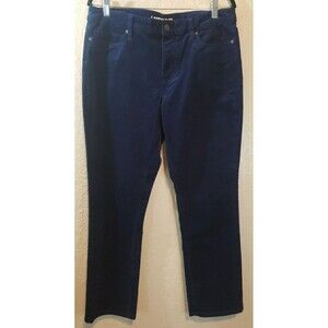 Lands End Womens Mid Rise Straight Corduroy Jeans Navy Blue Sz 12